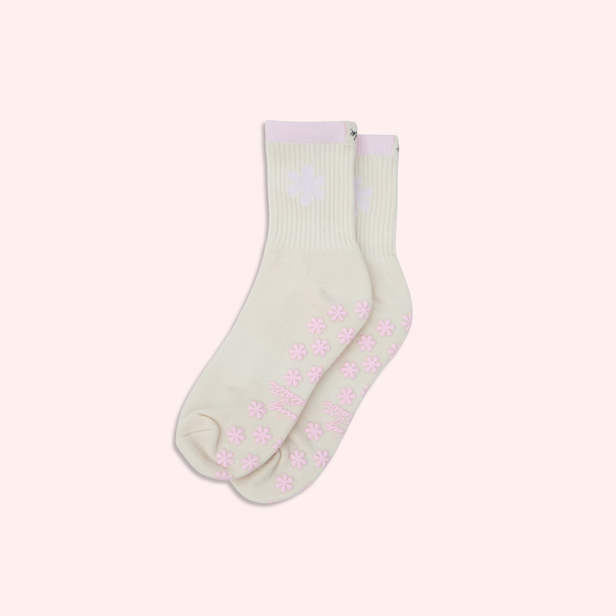 Ditsy Grip Socks in Vanilla Cream