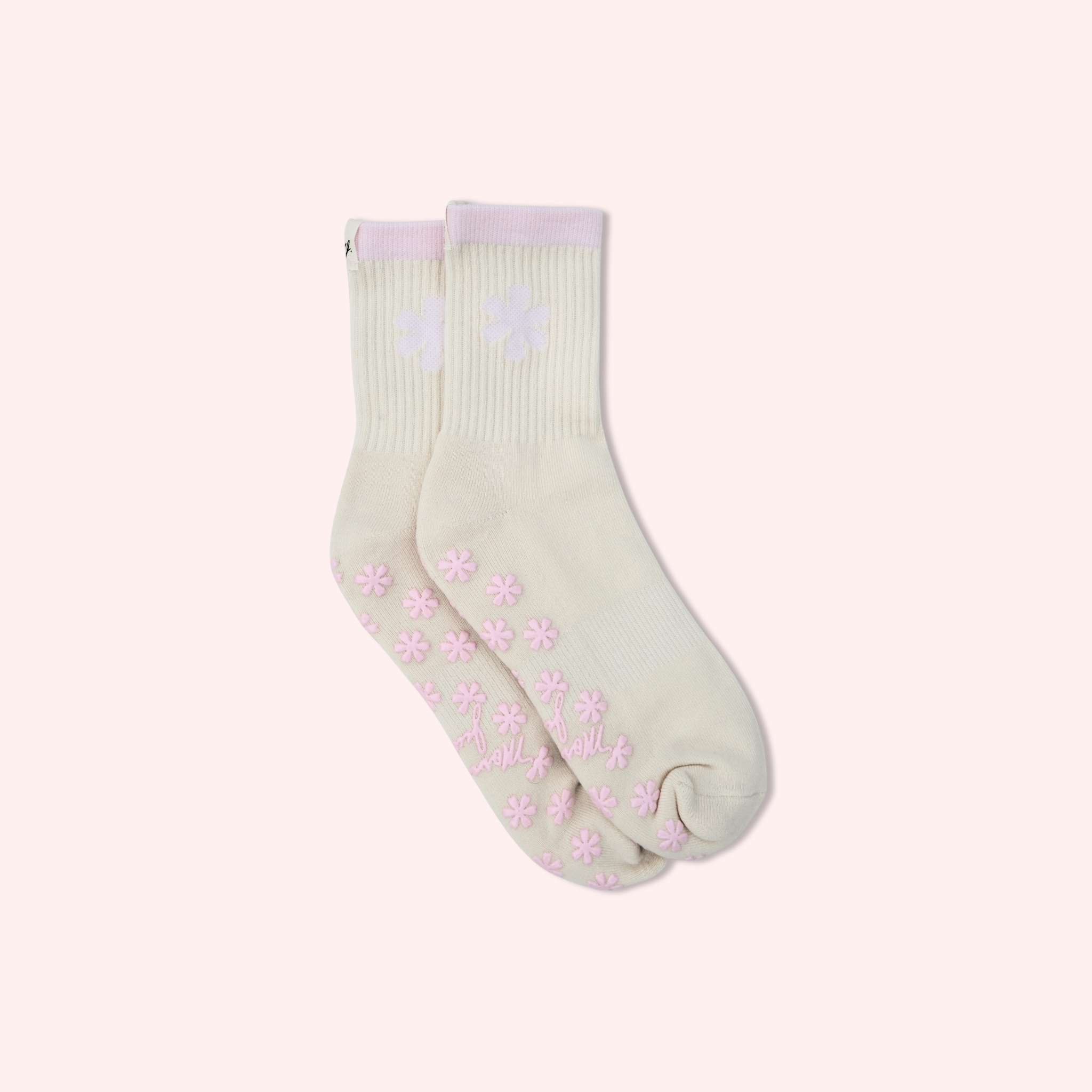 Ditsy Grip Socks in Vanilla Cream