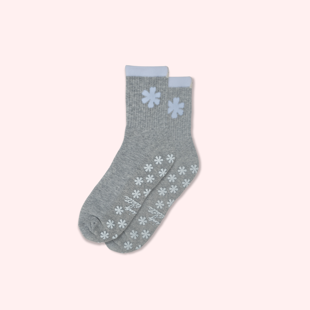 Ditsy Grip Socks in Heather Grey